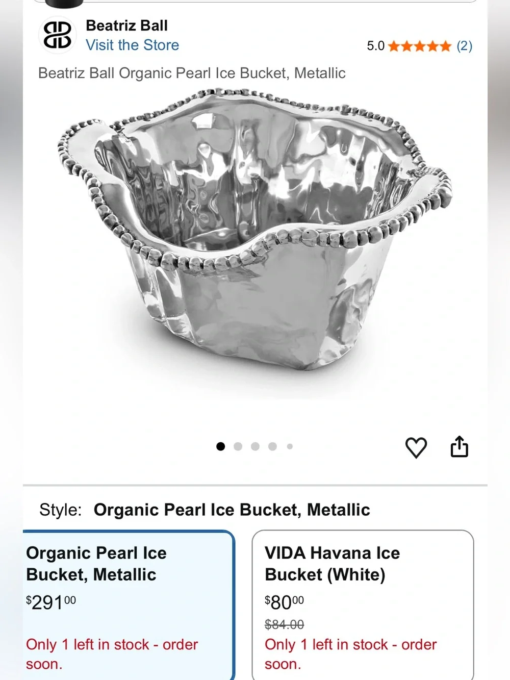 Beatriz ball organic pearl ice bucket, EUC